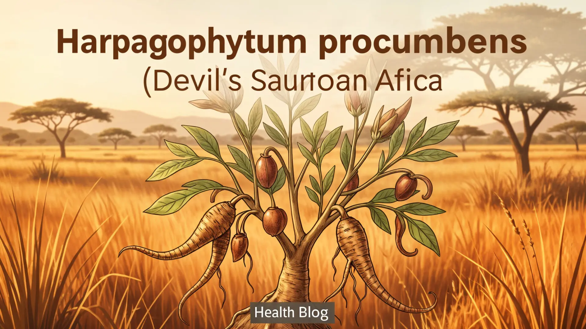 魔爪植物 (Harpagophytum procumbens) 在其非洲自然栖息地